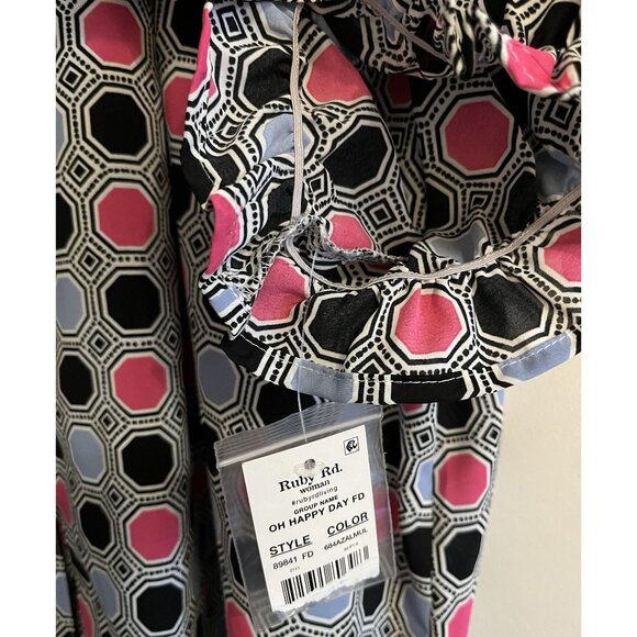Ruby RD Woman 3XL XXXL Polka Dot Ruffled Sleeve & Collar Top Pink Blue Black NWT - Picture 3 of 12